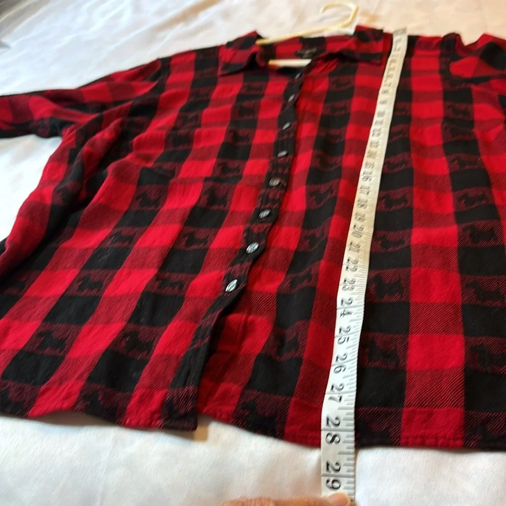 Talbots Red Buffalo Plaid Scottie Dogs Stretch Shirt Size 2X